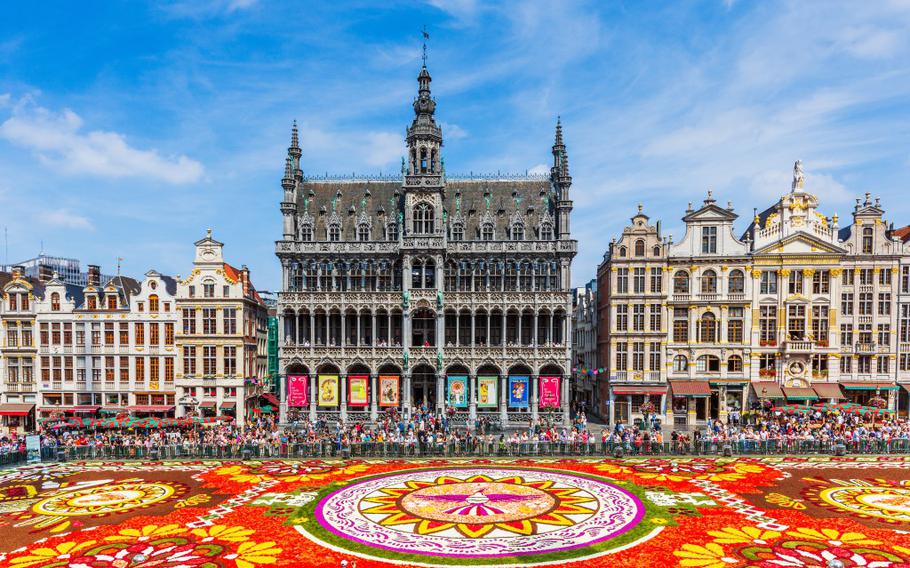 Brussels, Belgium. Grand Place during Flower Carpet festival