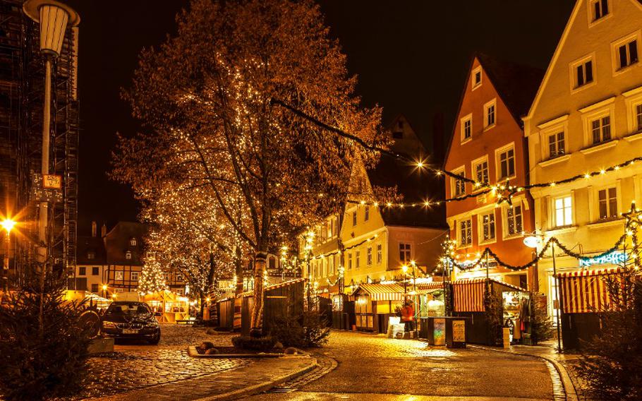 Nördlingen before Christmas at night.