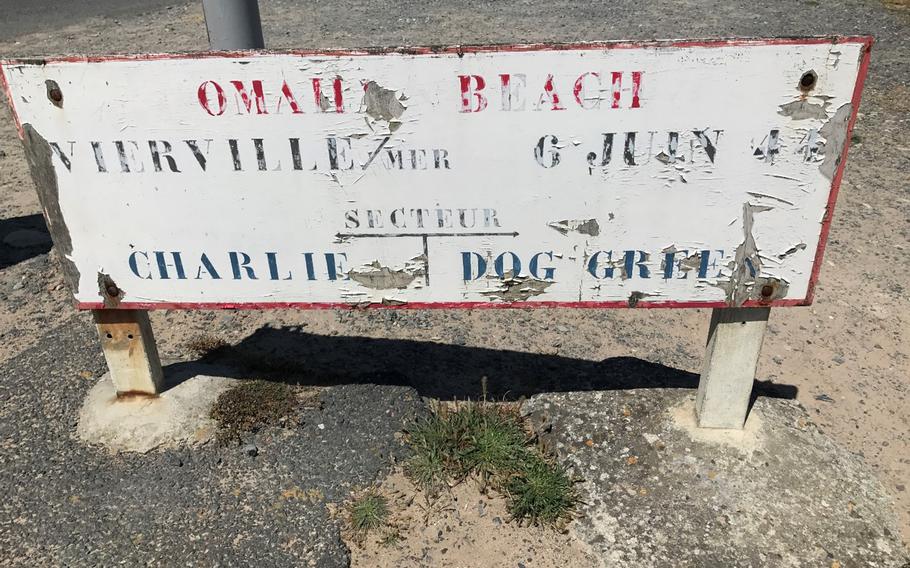 Omaha beach sign