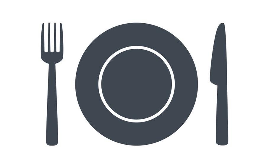 Plate, knife and fork icon