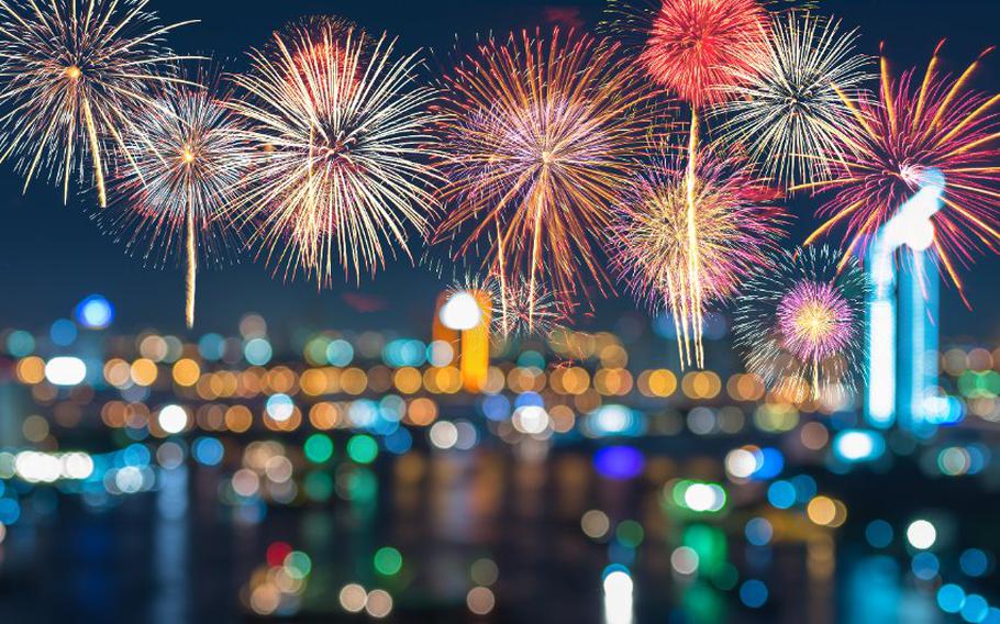Fireworks with background blurred.