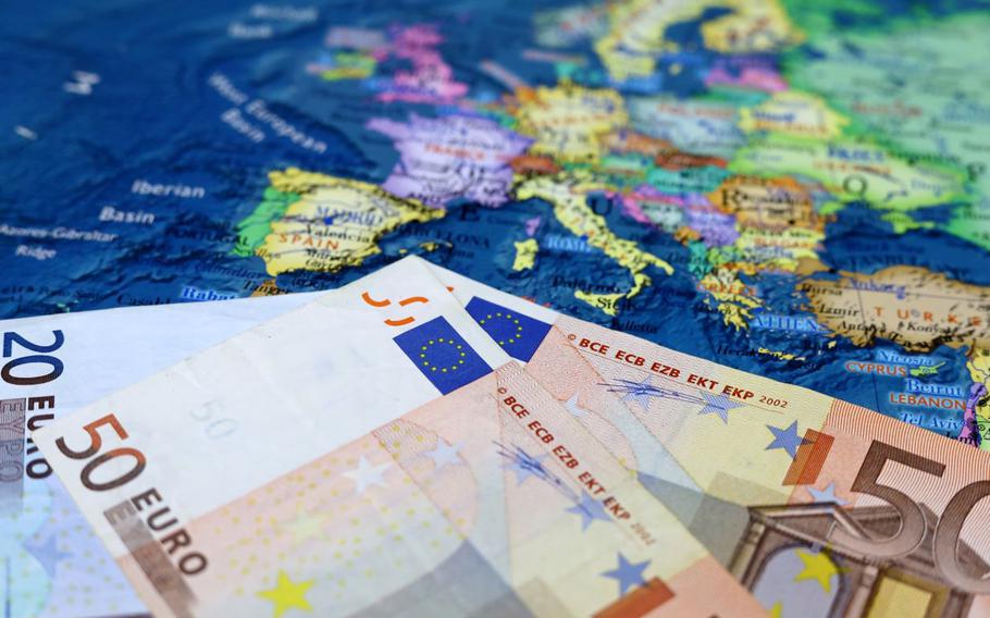 Euros on a European Map